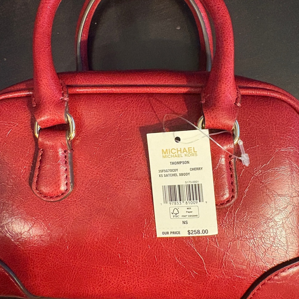 NWT Michael Kors Cherry Red Mini Bag - Picture 6 of 6
